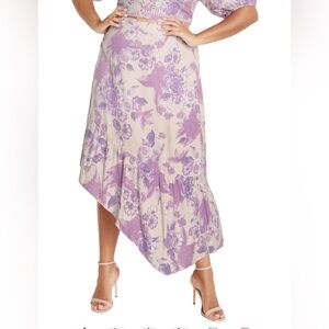 NWT-City Chic Lavender Floral Asymmetrical Midi Skirt